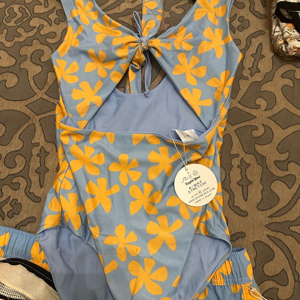 Blue and Yellow Floral Swimsuit
